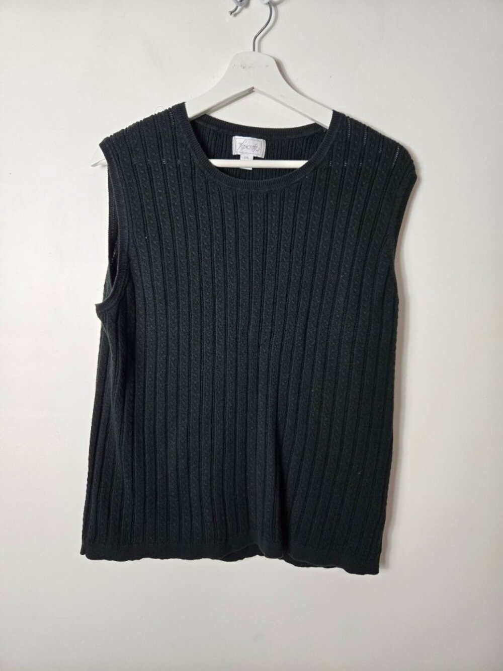Foxcroft Size XXL Supima Cotton Sleeveless Ribbed Vertical Knit Crewneck Sweater